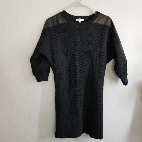 Sandro Women's Wool Blend Dress 3/4 Sleeve Size Small Black Embossed Dark - Picture 1 of 9